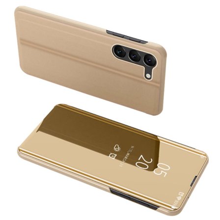 SKALO Samsung S23 Clear View Flip Cover - Guld Gold