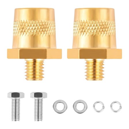 Par Brass Batteripol Adapter - 2 Pak M8 Batteri Terminal Stik med Rustfrit Stål Skruer til Lithium Bilbatterier