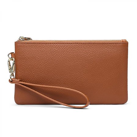 Women's Wallet Rfid Blocking Leather Zip Wallet Clutch Wrist Strap Travel Long Wallet, Rfid Wallet (caramel Colour)