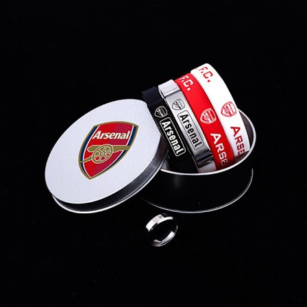 Armband med fotbollsklubbs vapenmärke [rund ask] 4 armband + ring [Arsenal]