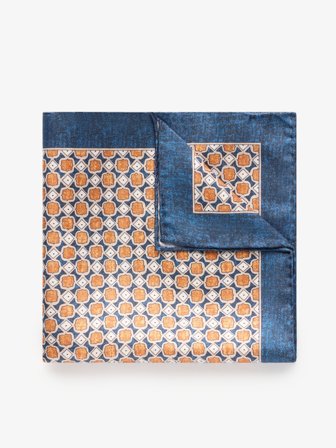 John Henric Men's Blue Geometric Pocket Square Size Onesize
