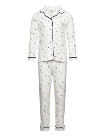Printed Cotton Pyjamas Pyjamas Sett Hvit Mango*Betinget Tilbud