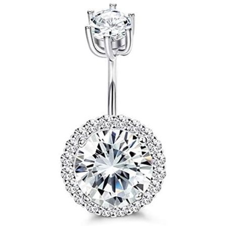 12x30mm Navelpiercingar för Kvinnor 14G Magringar Runda Kubiska Zirkoner Kroppssmycken Böjda Hantlar Navelpiercingar