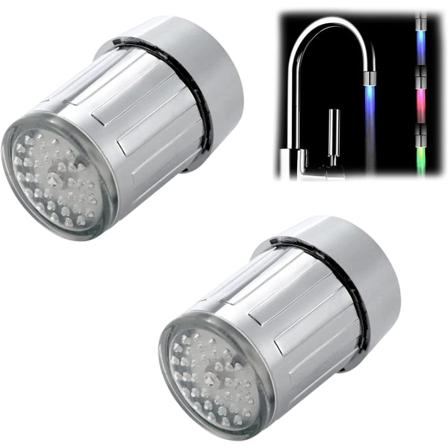 2 stk fargerike LED-vannkraner, LED-kraner, 3 farger skiftende vanntemperatur sensor kran, for restauranter, hjem, kjøkken og bad