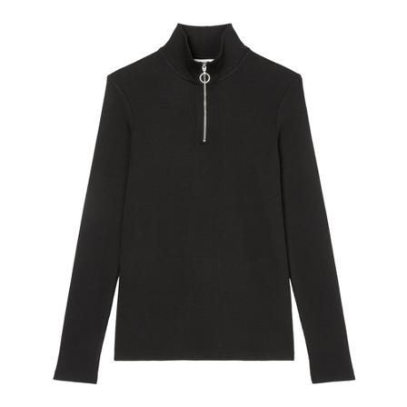 Marc O'Polo Half-zip long sleeve top Sort, Dame