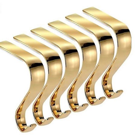 Julestrømpeholdere - Metall Mantel Peis Garland Strømpehengere - Sett (Gull) (6 stk)