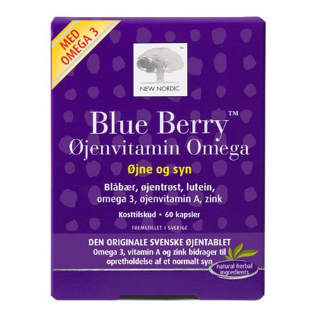 New Nordic Blue Berry Omega 3 60 kaps., Helse & Madvarer, Ingredienser, Blåbær
