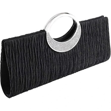 Dame Tote Taske Dame Krystal Diamant Clutch Bryllup Brud Aften Party Håndtaske Sort Hvid Sølv Pung