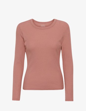 Women Organic Rib LS T-Shirt - Rosewood Mist - XL