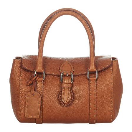 Fendi Vintage, Pre-owned Selleria Linda Leather Handbag Bruin, Dames, Maat:ONE Size,leer