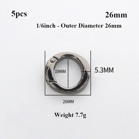 5kpl Jousi O-rengas Soljet Karabiini Kukkarot Käsilaukut MUSTA 26MM