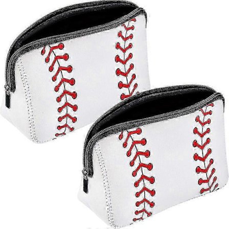 Softball Kosmetiktaske Baseball Print Makeup Taske Med 2 stk. hvid
