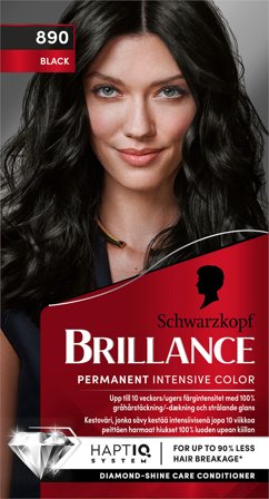 Schwarzkopf Brillance Hårfarve 890 Black, Hår, Hårfarve, Permanent Hårfarve