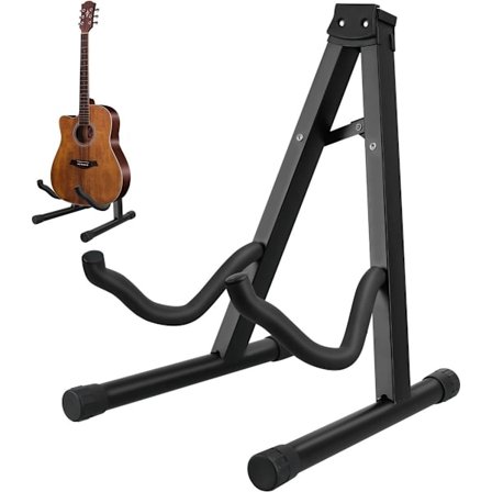 1-stk - Foldbart A-Type Guitarstativ - Sort - 38cm Højt - 3D Design
