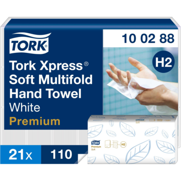 Papirhåndkle Tork Xpress H2 Premium 2-Lags Hvit
