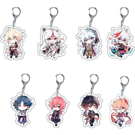 8 kpl Genshin Impact Söpö Peli Akryyli Avaimenperät Japanilainen Anime Sarjakuva Avainkoru Renkaat Genshin Impact 1 -