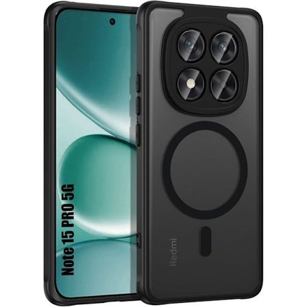Cover til Xiaomi Redmi Note 15 Pro 5G - med Magnetisk Ring Kameraglas - Gennemsigtig Sort
