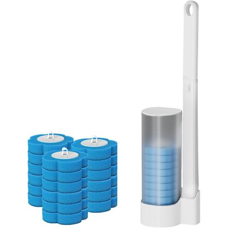 Toiletbørste Sæt, Engangs Toiletbørste med Holder, med 24 Toiletbørste Udskiftningshoveder