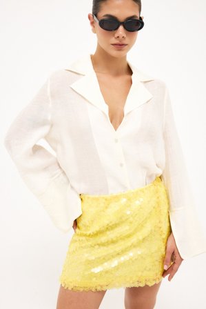 NA-KD Sequin Mini skirt - Korte nederdele - Gul - S