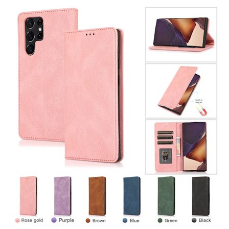 Fodral för Samsung A35 5G rosa magnetiskt flip läder kortplats business anti fall skal