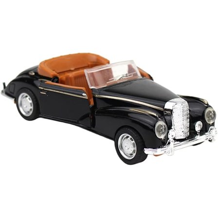 Vintage-auto pienoismalli, painevalettu pienoismalliautot metallirunko ovi avattu musta retro-auto pienoismalli lelu koti sisustus klassinen auto 
