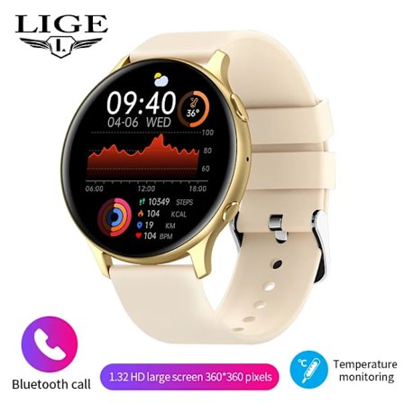 LIGE Bluetooth Samtal Smart Klocka Kvinnor Män 1.32 "