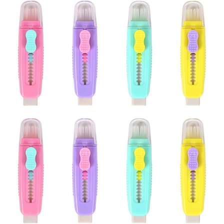 12 kpl Luovia Veto-Pyyhekumi-Kynät Harjalla, Värikkäät Kumit