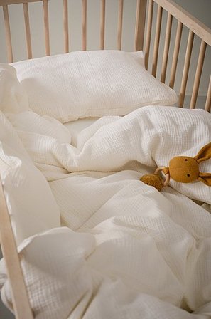 Jotex - Sengesæt i Musselin Krybbe Naturlig hvid - AMILIA - Køb Sengetøj til børn hos Jotex
