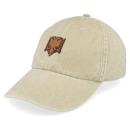 Iconic - Albanian Eagle Patch Stone Dad Cap Unconstructed Beige Cap - @ Hatstore