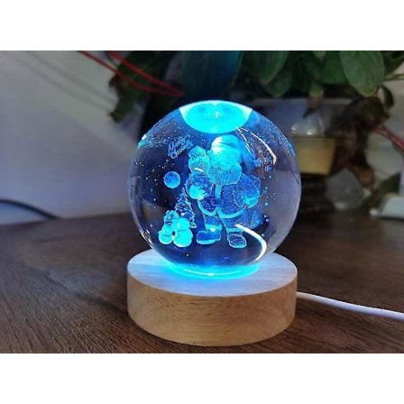 6 cm 3D Lille Prins Krystal Jule Natlampe med Træbase LED Syv Farver Krystal Natlampe Gave til Drenge og Piger