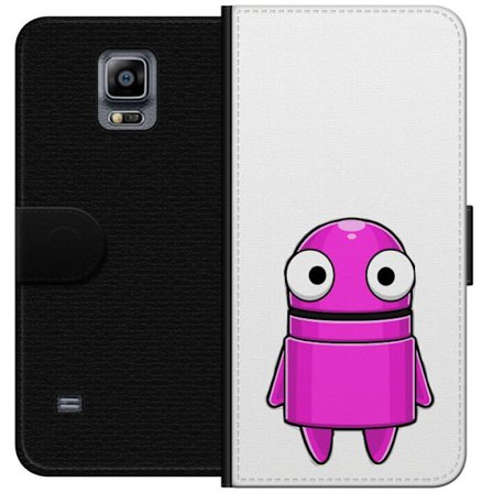 Kompatibel Tegnebogsetui til Samsung Samsung Galaxy Note 4 Rosa tegneseriefigur med en rund form og store øjne på en mørk baggrund