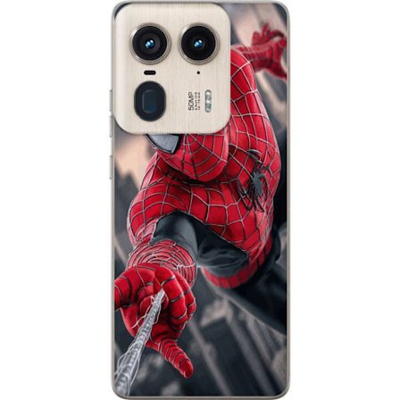 Kompatibelt Mobildeksel til Motorola Motorola Edge 50 Ultra Dynamisk Spider-Man illustrasjon i actionperspektiv, superhelt tema med bevegelsesenergi o