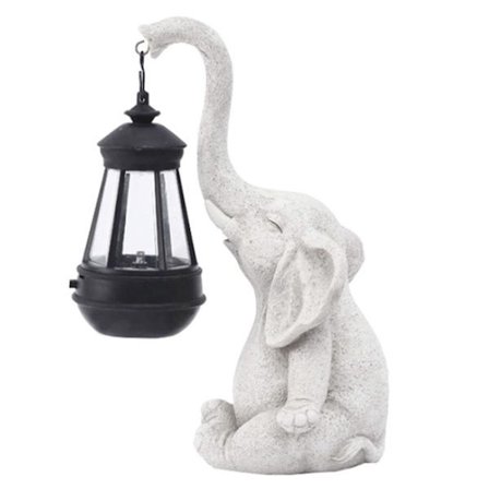 Elefant Solcellelampe Dekoration Vandafvisende Solid Harpiks Håndværk Elefant Ornament Statue Have Balkon Have Figur Lampe A[hk]