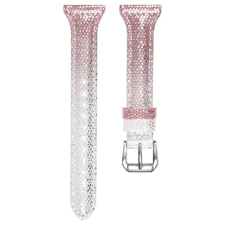 Garmin Vivoactive 4 värisävyinen naudannahkakellon hihna - Hopea / Pinkki