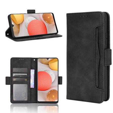 Wallet Stand Flip-telefonetui til Samsung Galaxy A42 5G - Sort