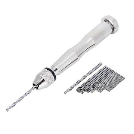 Sølvfarget 0,3 mm-3,6 mm Gripeområde Chuck Hånddrill med 25 HHS Bor Wood Drilling IVP