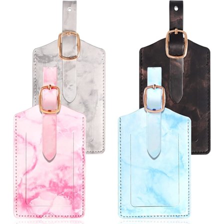 Bagasjetagger, Reise Sikre Bagasje Etiketter, PU Marmor Bagasje Etiketter, Koffert ID Tagg Sett, Personlig Visittkort Holder for Reise for å Forhindre