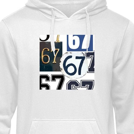 Hoodie 67 meemi vintage numerot kollaasi retro 6-7 numero klassinen typografia vintage suunnittelu