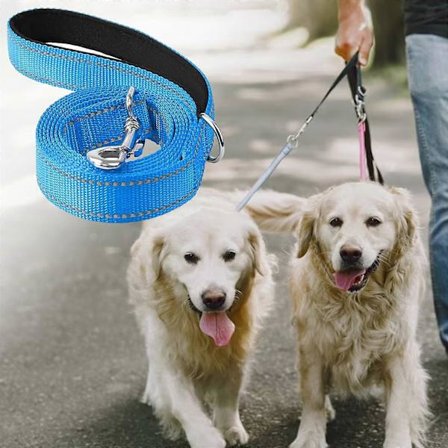 Reflekterende hundesnor med blødt polstret håndtag, 180 cm, til store og mellemstore hunde