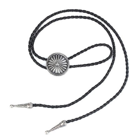 2x Antik Daisy Metallhänge Läder Bolo Tie Halsband Slips Cowboy Dans