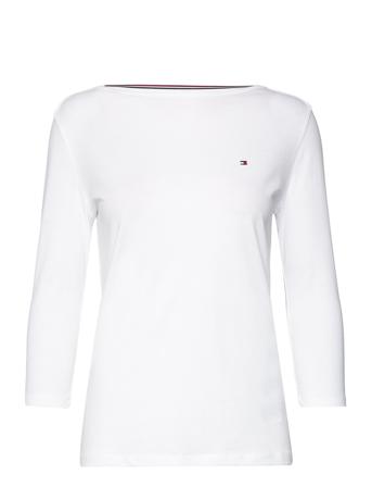 Slim Boat-Nk Top 3/4 Slv Langærmet T-shirt Hvid Tommy Hilfiger
