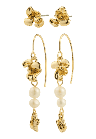 Pilgrim Luis Earrings 2-In-1 Set, Gold-Plated Smycken & klockor Dam Guld ONESIZE