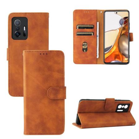 Xiaomi 11t / 11t Pro Plånboksfodral I Matt Pu-läder - Ljusbrun Ljusbrun