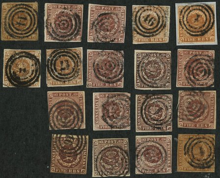 Danmark - Lot med 4 RBS stemplet