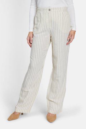 BRANDTEX - Hør Bukser - Beige - Nålestribet / Vidde Ben