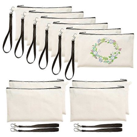 10 stk. Sublimering Blankt Pennal Blank DIY Håndverksvesker Canvas Pennal Canvas Sminkeveske Kosmetikk