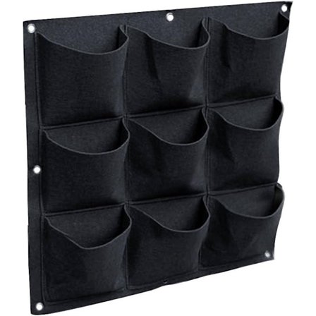 Veggmonterte hengende planteposer, vertikal grønn dyrkeplanter