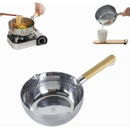 Aluminium Hållbar Uppvärmning Mjölk Soppa Gryta med Dubbla Hällpipar, Non-Stick Kastrull Mjölk Gryta med Trähandtag(storlek:16cm)