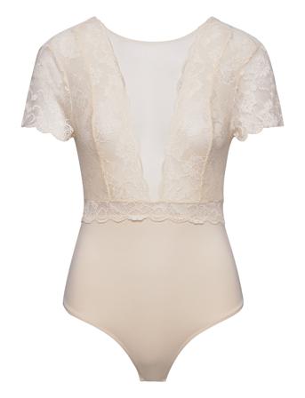 Pcsicca Ss Bodystocking Body Alusmekko Kermanvärinen Pieces