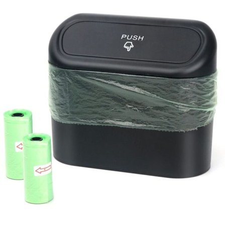 Bil soptunna med lock - Vattentät bil soptunna - Bärbar hängande bil förvaringslåda (Svart)